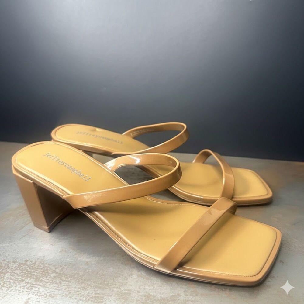 Jeffrey Campbell Heeled Sandal 10 Jelly Slide Block Heel Vacation Nude Tan Jamm3